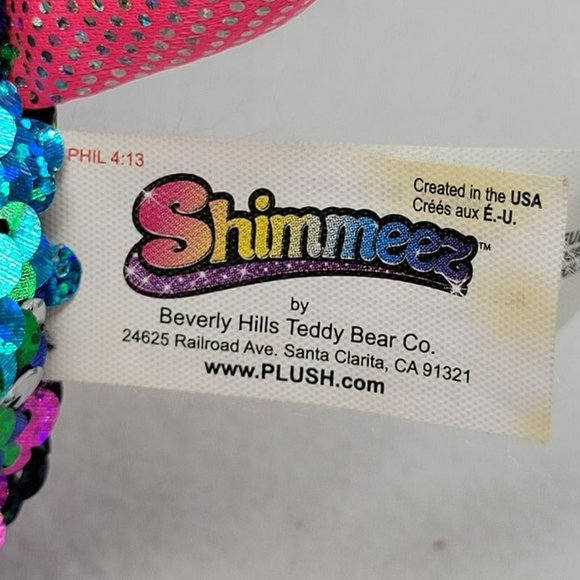 Shimmeez Maggie Unicorn Rainbow Reversible Sequin Plush Beverly Hills Teddy Bear - Picture 5 of 7